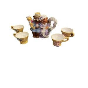 DEPT 56 Goldilocks 3 Bears Handpainted Ceramic Teapot 4 Cups -STORYBOOK Vintage